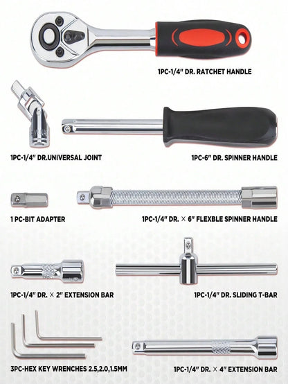 Casavibeo part-driven socket claw ratchet wrench tool set with drill socket set in metric sizes, showing various wrench and socket components.
