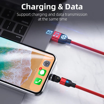 Belro Do-It-All Cable 3.0 charging and data cable for iPhone, Android, and Type C devices, shown connected to smartphones.