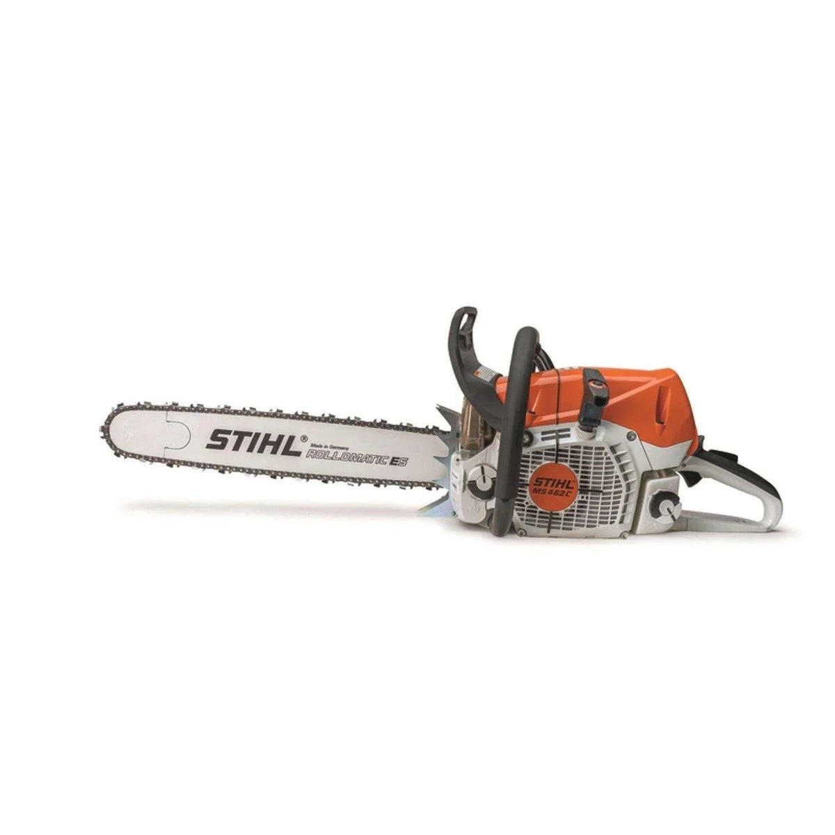 Casavibeo STIHL MS 462 R C-M gas chainsaw with 25-inch bar and 72.2cc engine, shown with chain and handle.