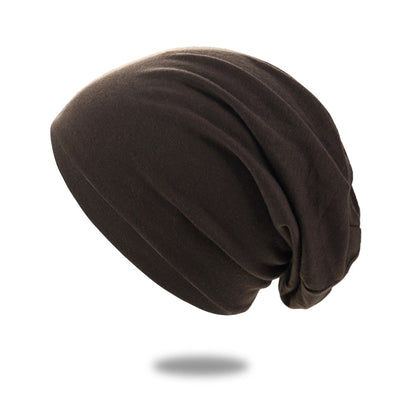 Belro cozy slouch hat beanie in chocolate color, soft knit winter hat with a relaxed fit and casual style.