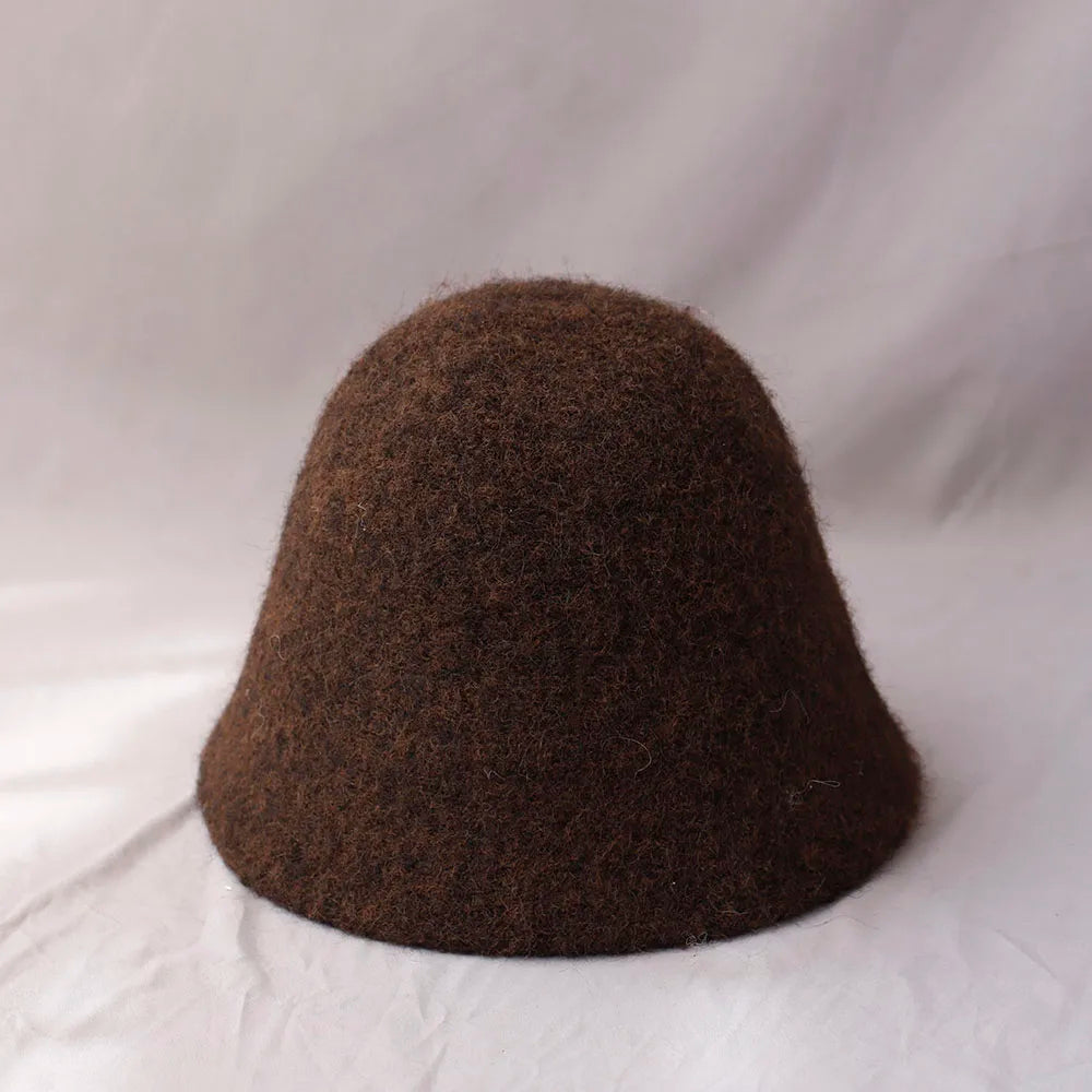 Belro women's winter wool bucket hat in cozy brown, perfect for cold weather and stylish winter accessories.