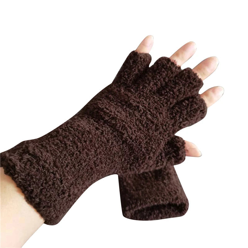 Belro Winter Comfort Knit Half Finger Gloves in cozy knit fabric, designed for warmth and style during cold weather.
