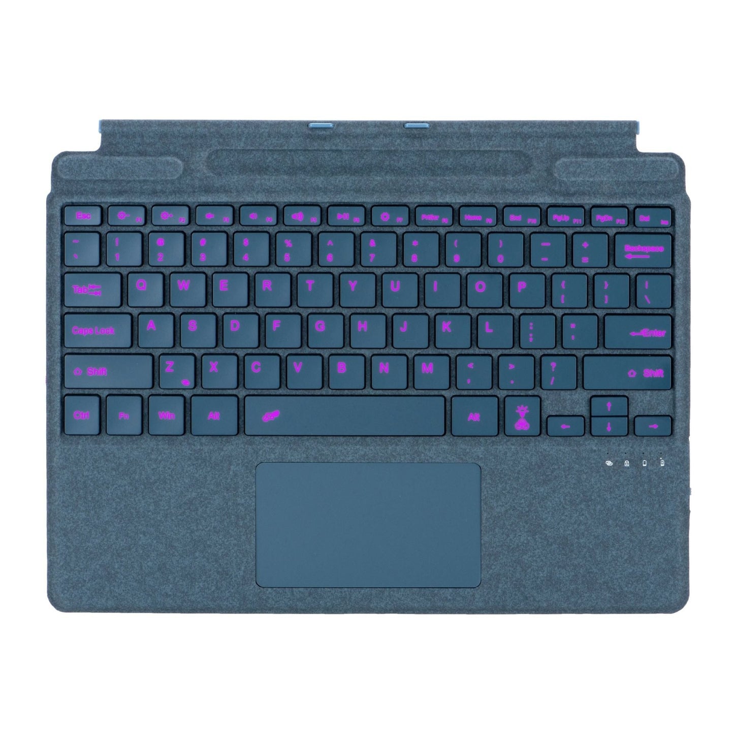 Colorful backlit Microsoft Surface Pro Bluetooth keyboard by GETDECO with slim magnetic design and 10m range for Surface Pro models.