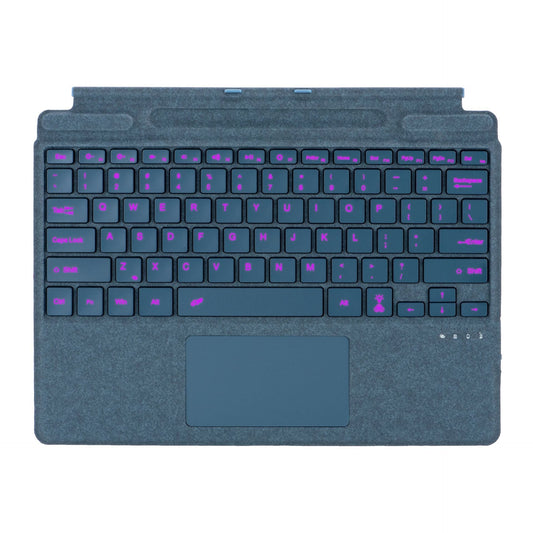 Colorful backlit Microsoft Surface Pro Bluetooth keyboard by GETDECO with slim magnetic design and 10m range for Surface Pro models.