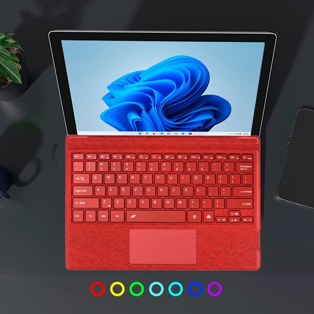 Colorful backlit Microsoft Surface Pro Bluetooth keyboard by GETDECO with slim magnetic design and 10m range for Surface Pro 3 to 11