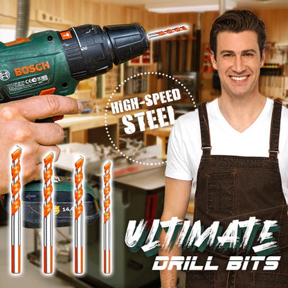 Belro Ultimate Drill Bits set with various drill bits arranged on a wooden surface, ideal for tools and hardware projects.