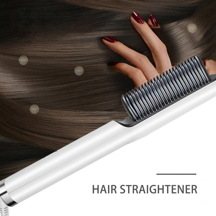 Belro Crown n' Glory Hair Straightening Brush with ceramic bristles for sleek, straight hair styling.