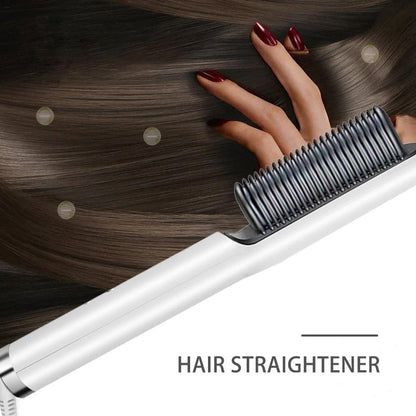 Belro Crown n' Glory Hair Straightening Brush with ceramic bristles for sleek, straight hair styling.