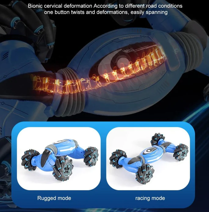Belro gesture-controlled stunt car performing 360-degree spins, showcasing its innovative remote-controlled toy features.