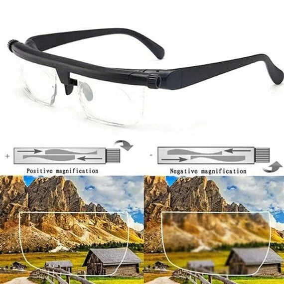 Belro adjustable focus glasses for near and far sight, designed for improved vision clarity and comfort.