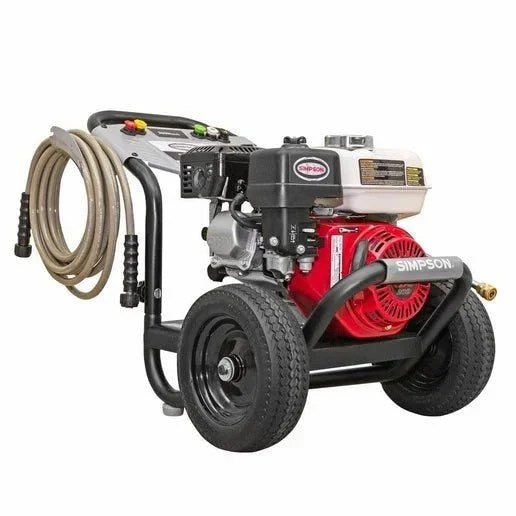 Casavibeo Simpson PowerShot pressure washer with high-pressure spray gun and hose, ideal for cleaning outdoor surfaces.