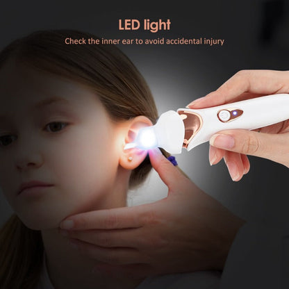 Belro painless vacuum ear cleaner device for safe and effective ear cleaning, shown in use on a person's ear.