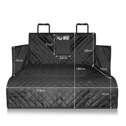 Belro dog trunk seat cover for SUVs, weather-resistant automotive accessory with side flaps and non-slip backing for secure fit.