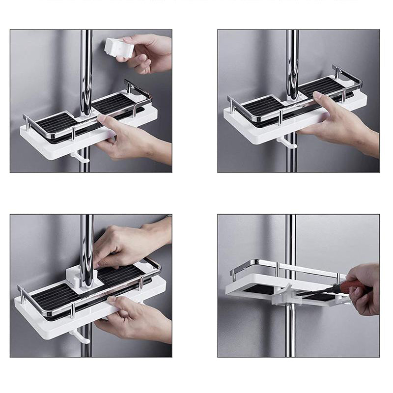 Belro no-drill shower caddy for outdoor use, featuring durable plastic shelves and secure hooks for easy installation.