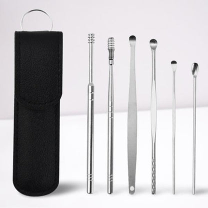 Six Belro ear care tools for hygiene and ear health, displayed on a white background in the image.