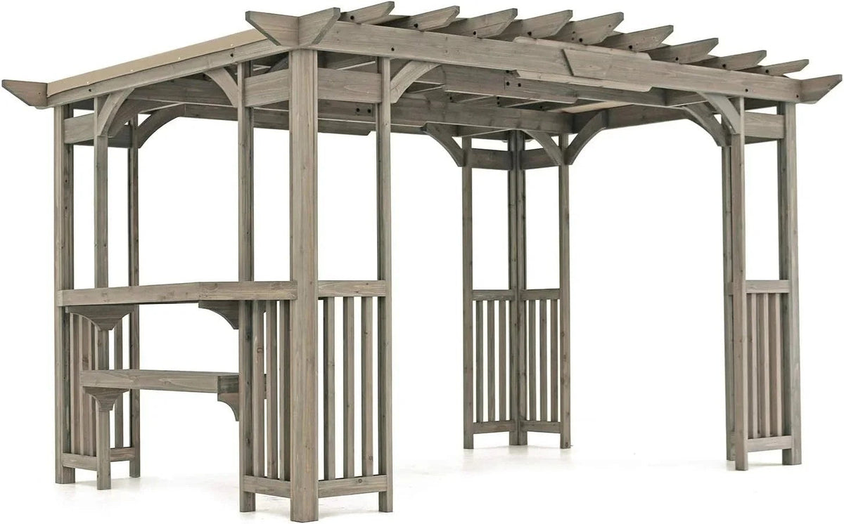 Casavibeo Yardistry Madison Pergolas YM11783 with wooden slats and sturdy frame for outdoor shade and aesthetic appeal.