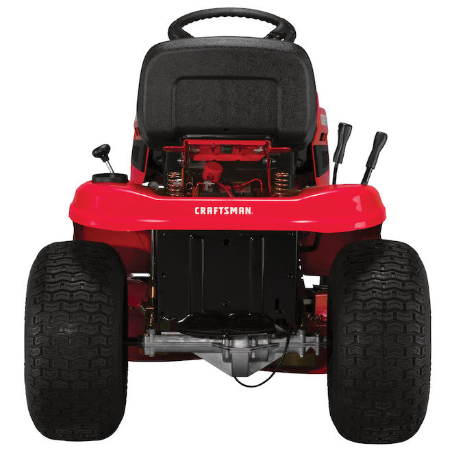 Casavibeo Craftsman T100 36-inch gas riding lawn tractor with 11.5 HP engine, shown outdoors on a grassy lawn.