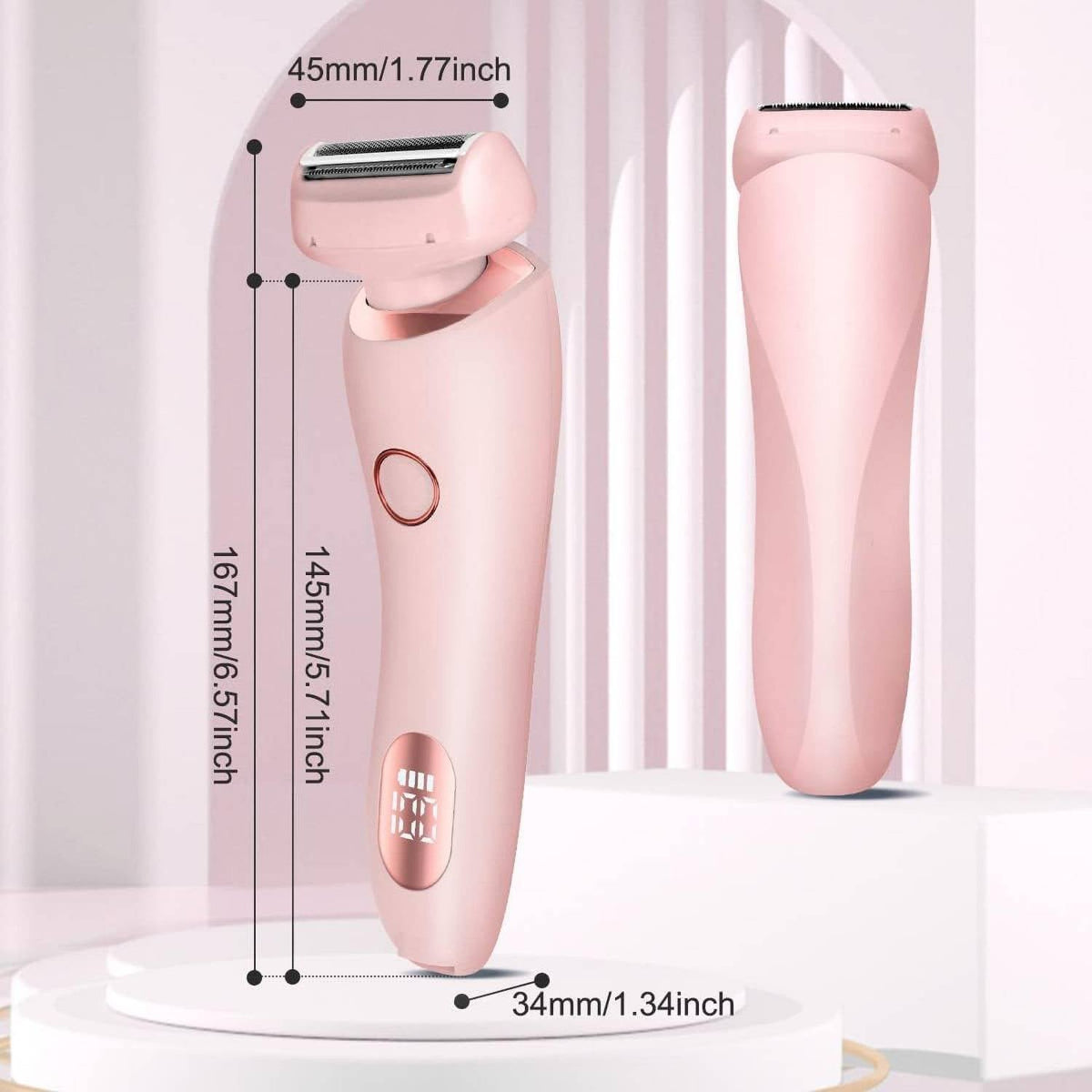 Close-up of Belro women's electric shaver with ergonomic handle and foil head for smooth skin in health and beauty products.