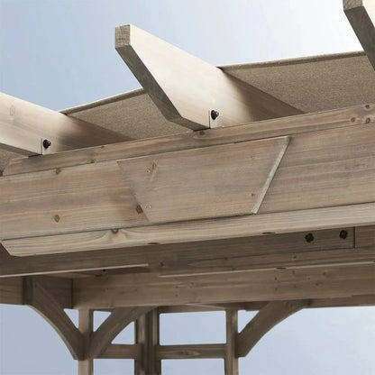 Casavibeo Yardistry Madison Pergola YM11783 with wooden slats and sturdy frame, ideal for outdoor garden or patio spaces.