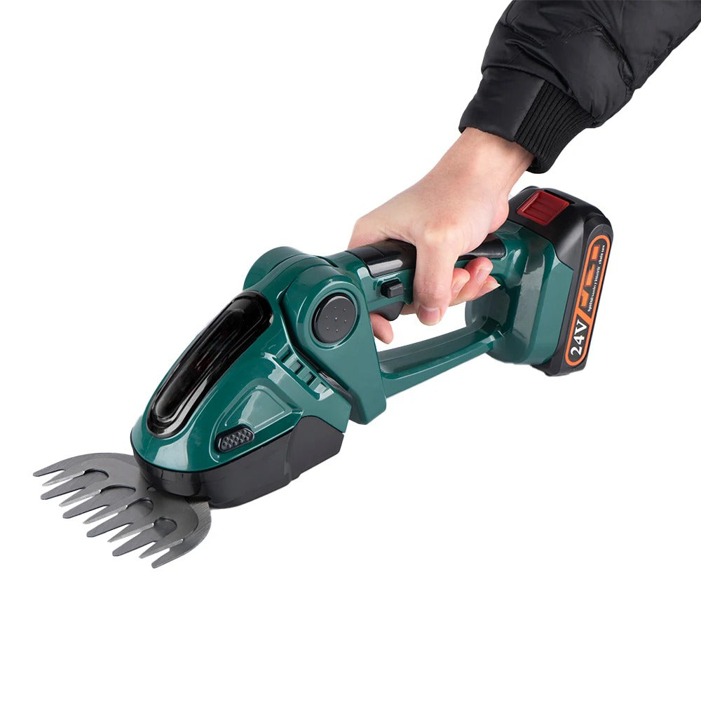 Belro cordless hedge trimmer for men with dual blades, lightweight design, and ergonomic handle for easy garden trimming.