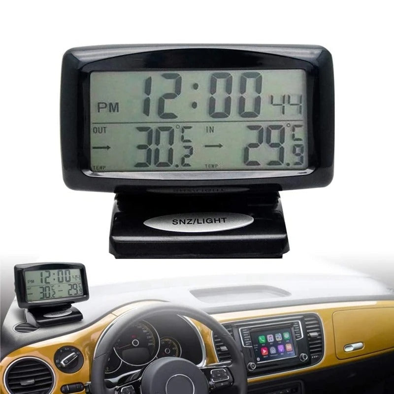 Belro car dashboard thermometer showing temperature display with clear digital readout on a vehicle dashboard.