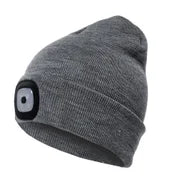 Belro LED Beanie Light showing a cozy knit beanie with integrated bright LED flashlight for hands-free illumination