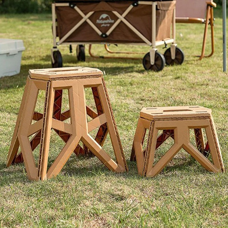 Belro camping folding stool with wooden seat and metal frame, portable outdoor furniture for camping and outdoor activities.