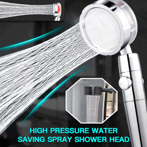 Belro 360° rotatable power shower head showing adjustable spray settings and sleek chrome finish.