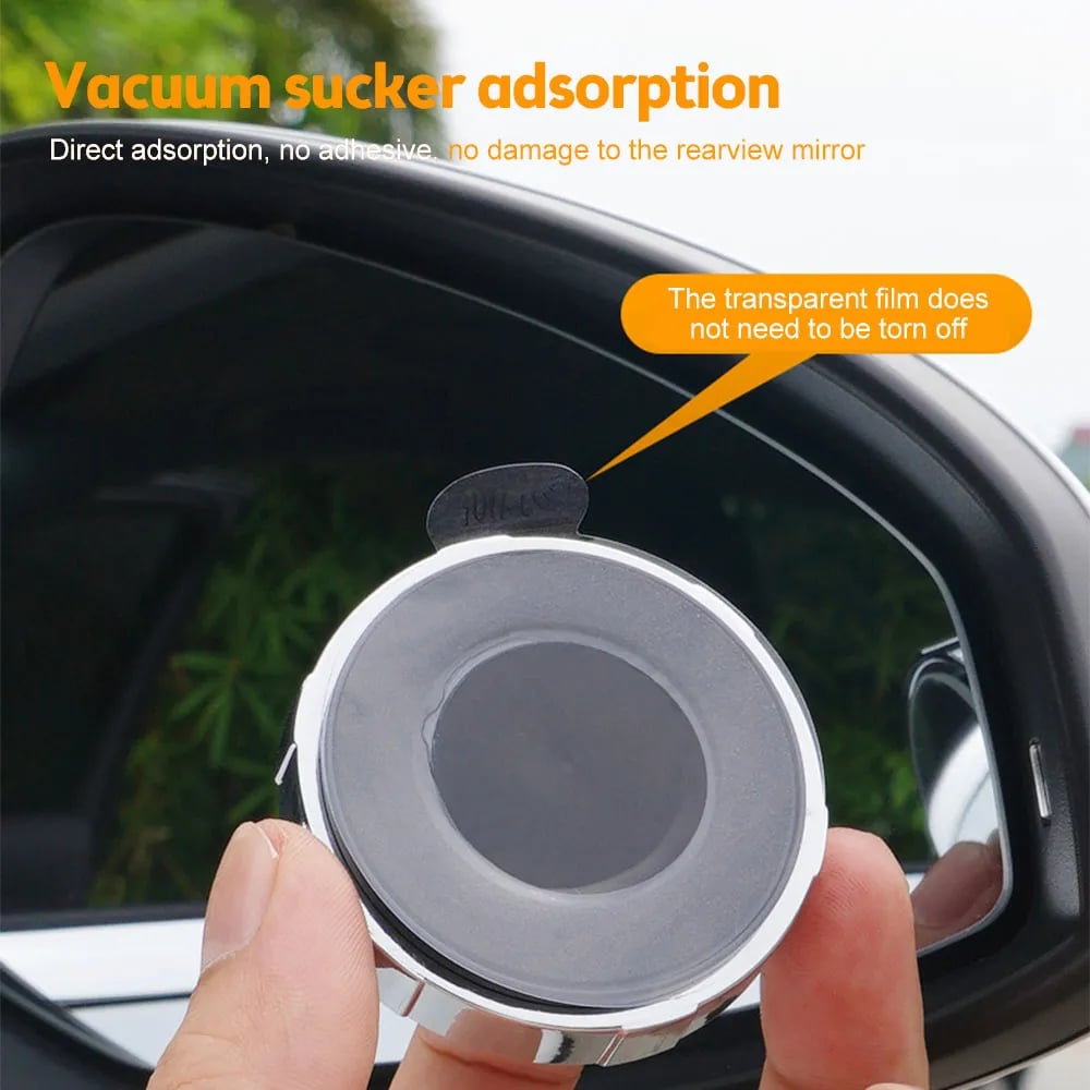 Belro automotive convex blind spot mirror mounted on a car door for improved side view and safety.