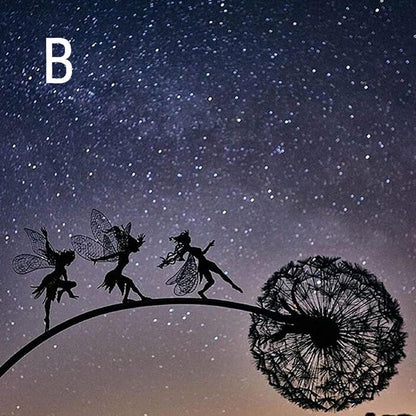 Steel fairy garden statue by BowLift featuring a dancing fairy figure, weather-resistant outdoor decor for garden or yard.