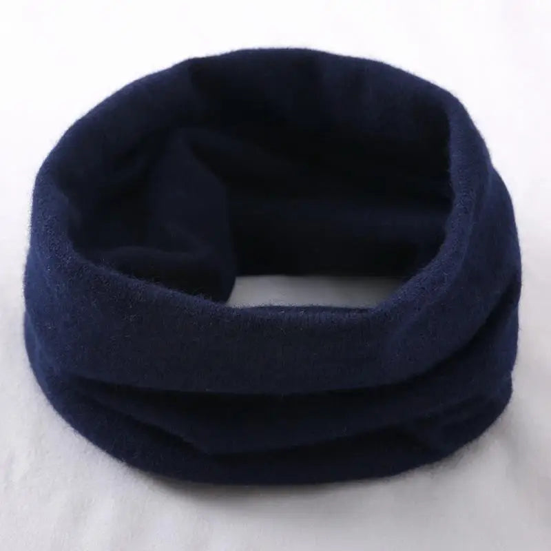Dark blue Belro thermal cashmere neck gaiter for winter, soft and cozy clothing accessory for cold weather.