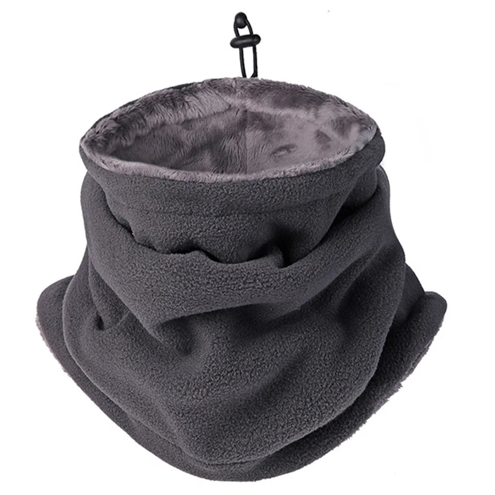 Dark grey fleece balaclava face mask and neck warmer by Belro, designed for cold weather outdoor clothing protection.