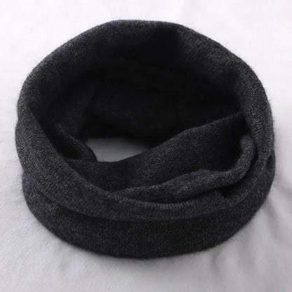 Dark grey Belro thermal cashmere neck gaiter for winter, cozy and soft clothing accessory for cold weather.