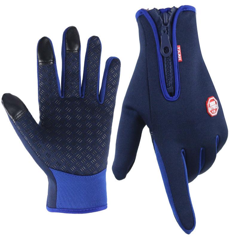 Dark blue Belro Ultra-Thin Thermal Gloves for men and women, touch screen fleece gloves for winter warmth and style.