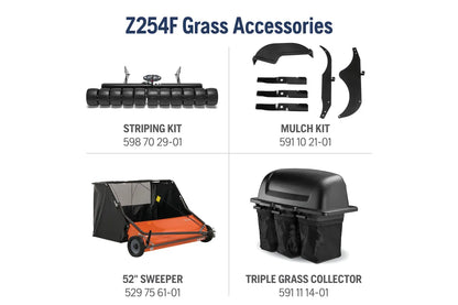 Husqvarna Z254F 54-inch zero-turn riding lawn mower with 24 HP Kawasaki engine, shown in a grassy yard setting
