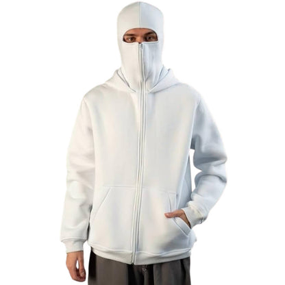 Belro unisex full zip balaclava hoodie, soft clothing with a full front zipper and hood, ideal for versatile outdoor wear.