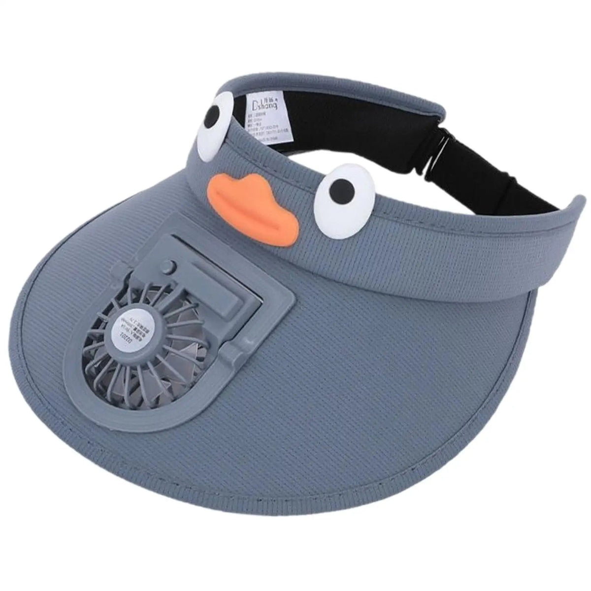 Deep gray kids sun visor hat with cooling fan from Belro, designed for outdoor sun protection and comfort.