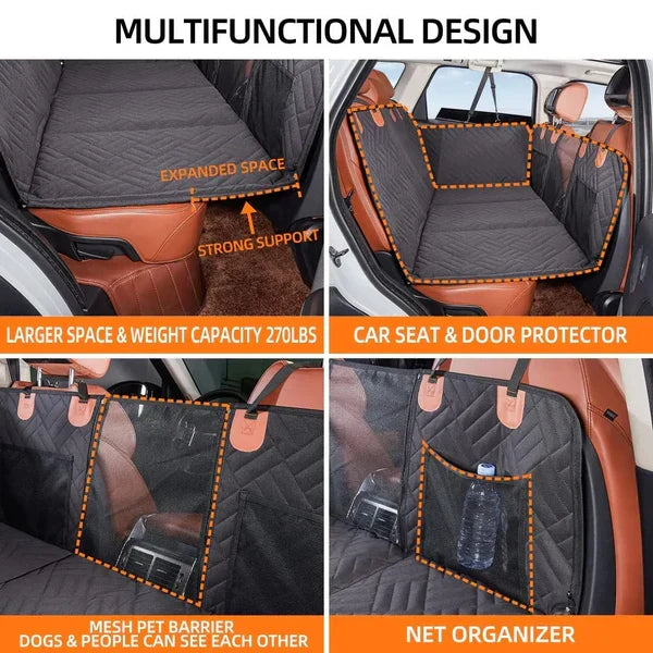 Belro hard bottom car seat cover for dogs, automotive pet seat protector with durable, non-slip surface and adjustable straps.