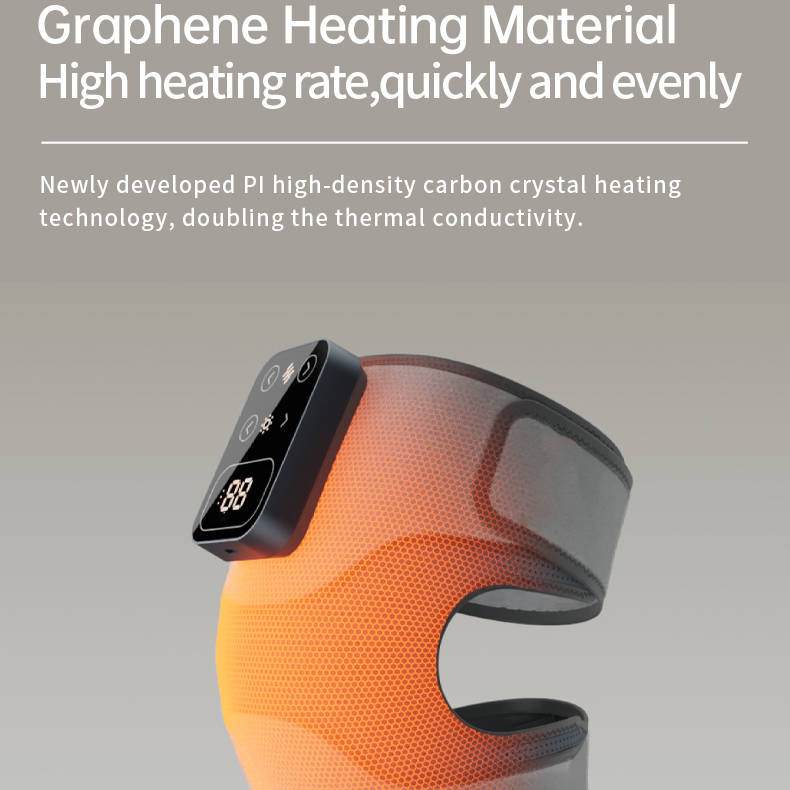 Belro cordless knee massager with heat and vibration, designed as suspenders for pain relief and muscle relaxation.
