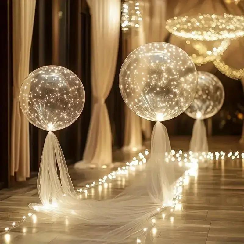 Set of 10 warm glowing LED balloons by Mivoza, reusable party decorations with soft light for celebrations and events.