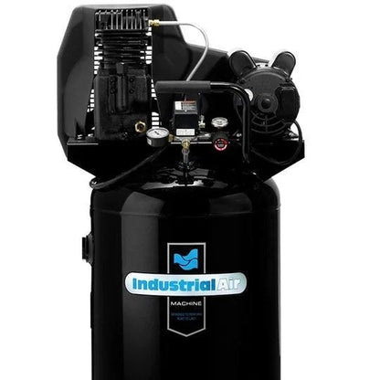 Industrial Air ILA1883054 30-gallon wheeled electric air compressor with 1.9 HP motor, black and silver finish, and control panel.