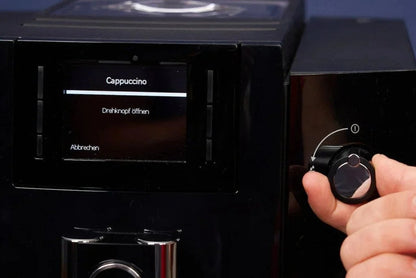 Casavibeo Jura E6 automatic coffee machine with sleek design, digital display, and multiple brewing options.