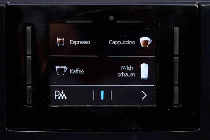 Casavibeo Jura E6 automatic coffee machine with sleek design, digital display, and integrated milk frother for fresh espresso brewing.