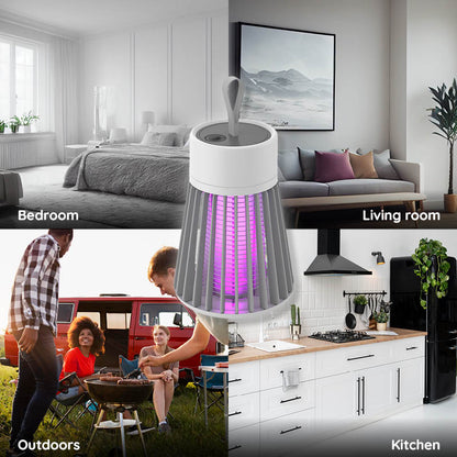 Belro portable USB rechargeable repellent lamp used outdoors for pest control in various settings.