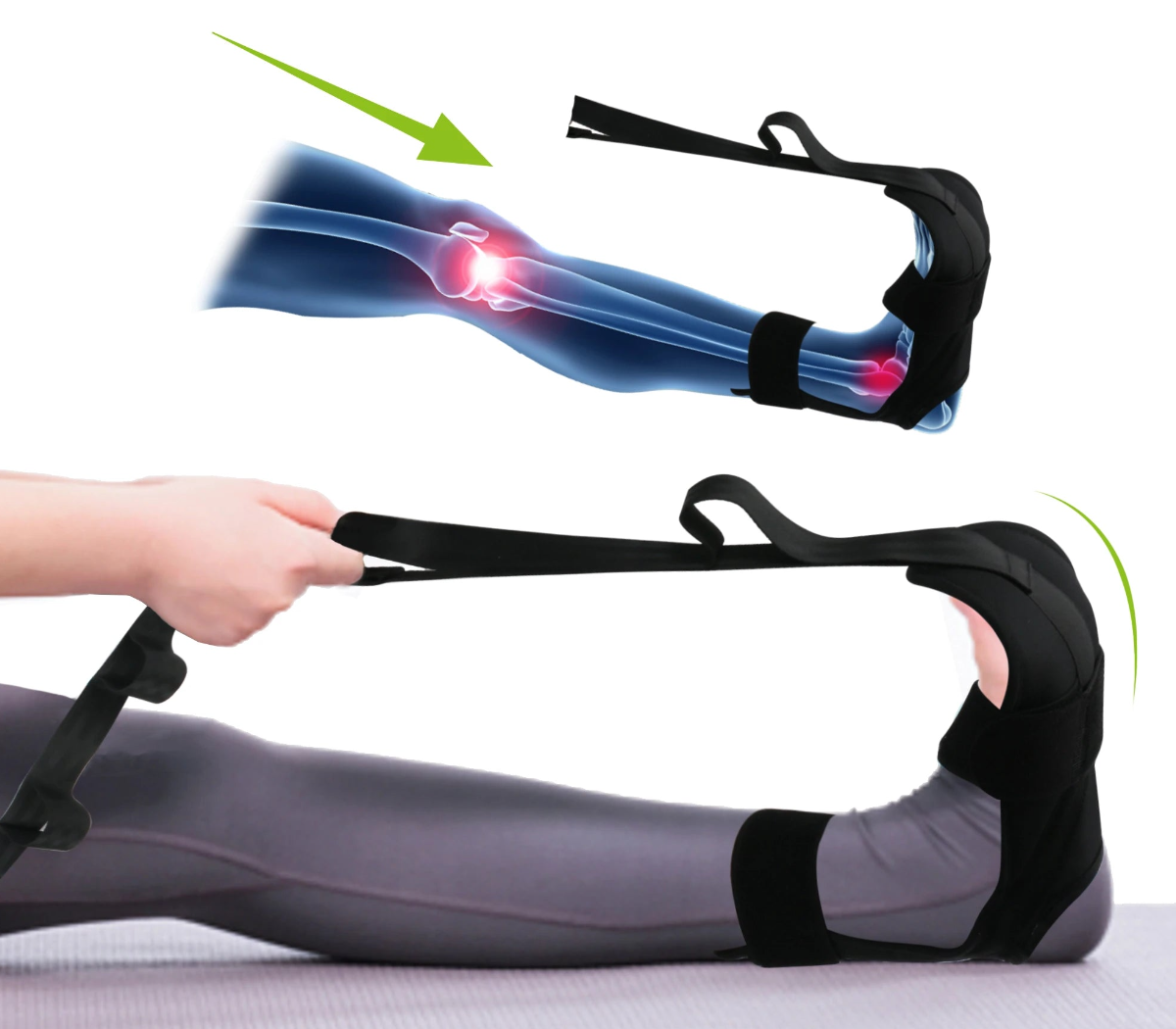Belro men's yoga stretch strap shown in use, flexible and durable for assisting stretching and flexibility exercises.