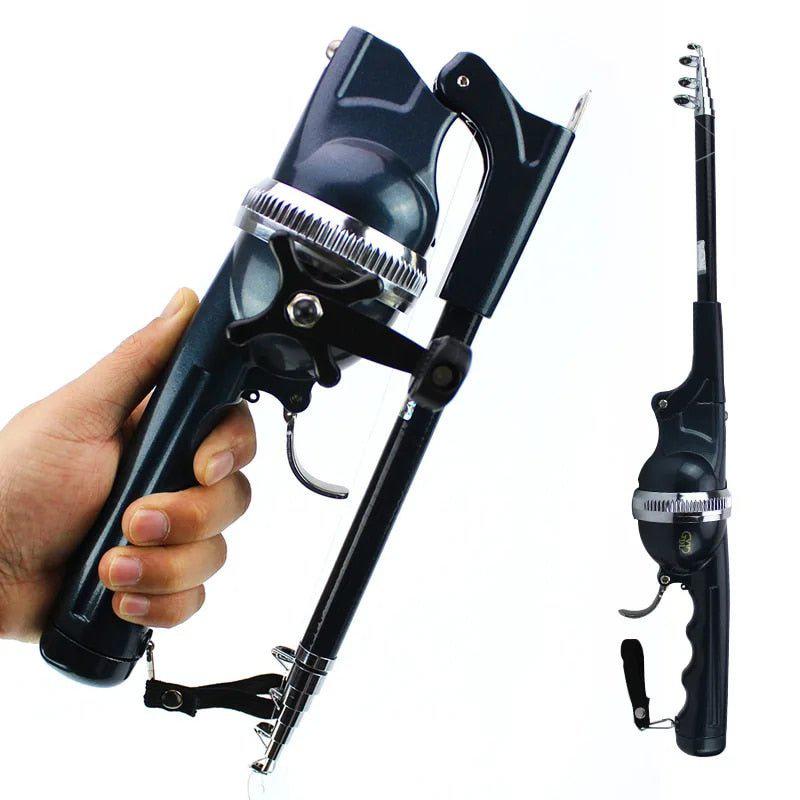 Mivoza Deutschland telescopic fishing rod 134cm with integrated reel, compact and portable for outdoor fishing.