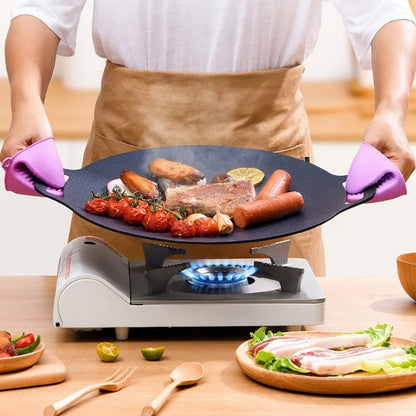 Belro non-stick grill pan with a ridged surface for even cooking, ideal for indoor grilling and healthy meal preparation.