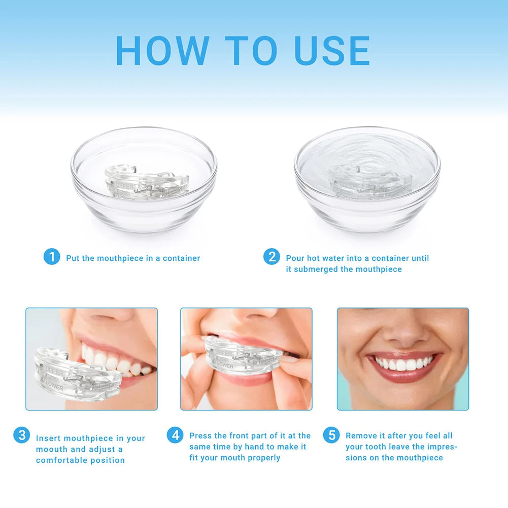 Belro reusable anti-snore mouthpiece with storage box, designed to reduce snoring and improve sleep comfort.