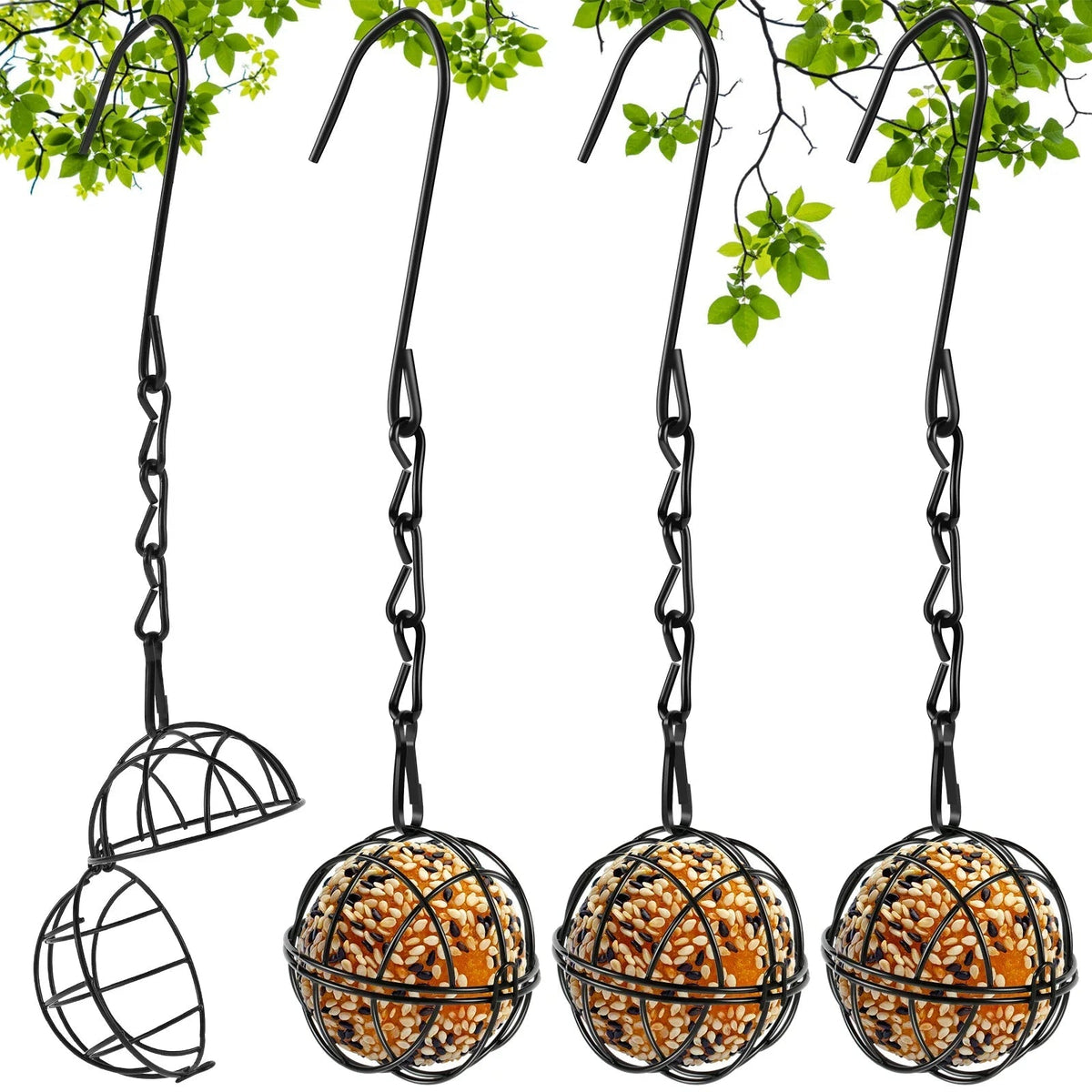 Belro metal hanging bird feeder set with multiple feeders, suitable for garden decor and attracting birds to your outdoor space.