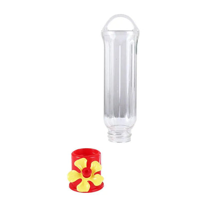 Belro leak-proof plastic hummingbird feeder with clear nectar reservoir and decorative garden design.